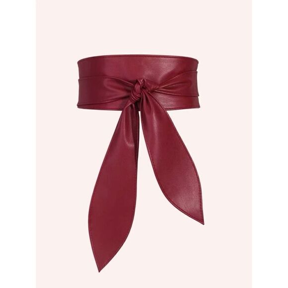 Women's Obi belt wide Vegan Leather corset knotted with bow at the waist - Picture 5 of 16